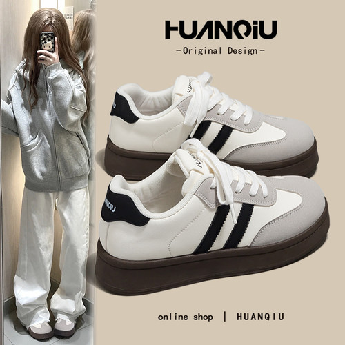 环球复古经典德训鞋女款2025秋季新款小白鞋百搭轻便厚底舒适板鞋