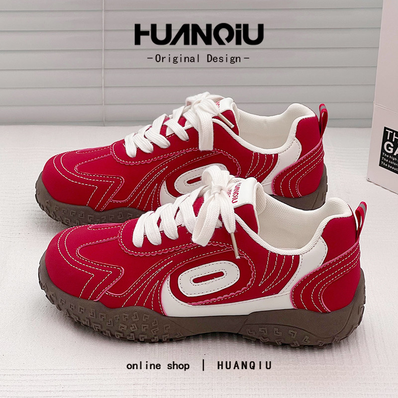 环球户外红色德训登山鞋女2025秋季新款百搭轻便防滑休闲运动鞋潮,女鞋,时尚休闲鞋,淘宝优惠券,粉丝福利购,淘宝优惠卷