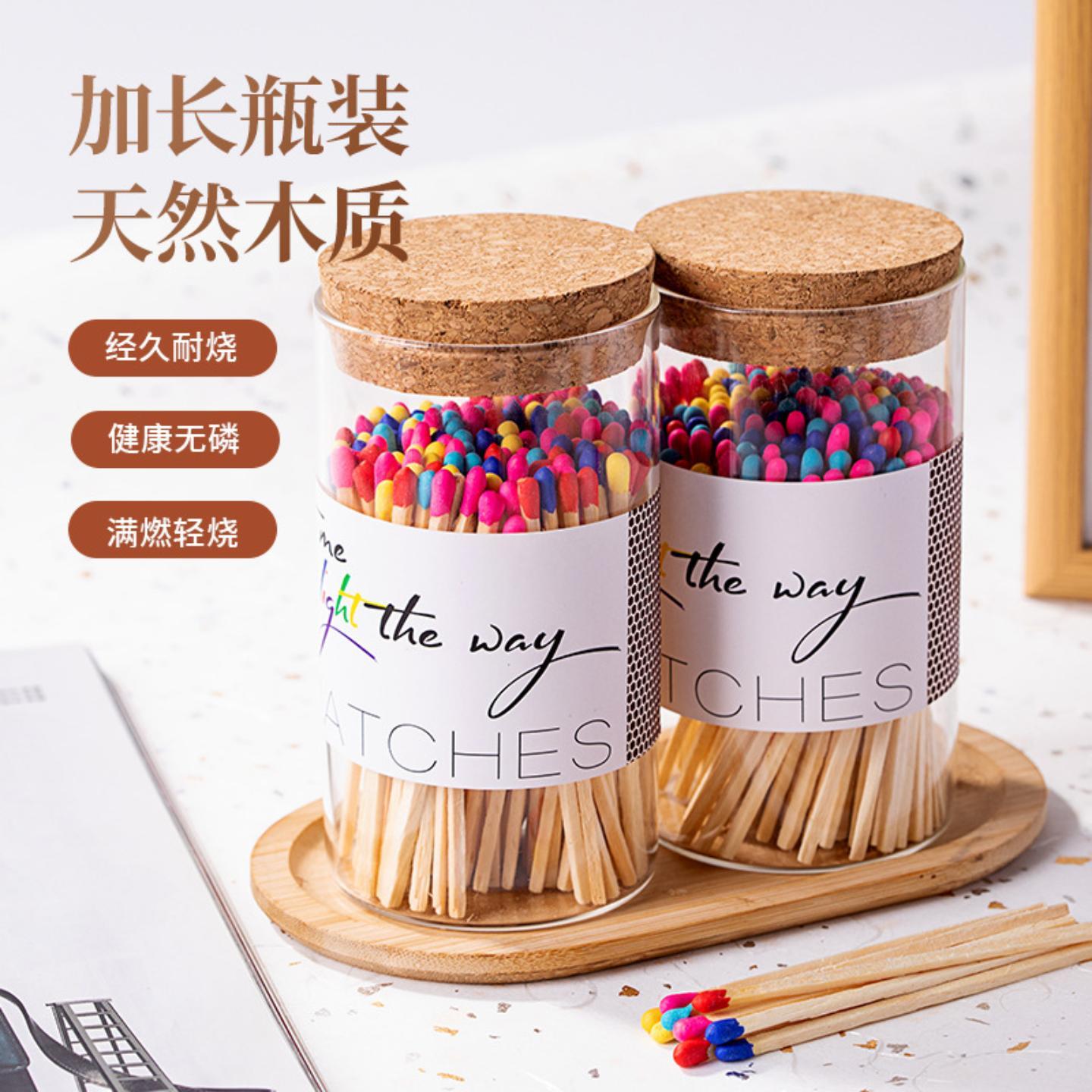 香薰蜡烛玻璃瓶装加长杆洋火火柴