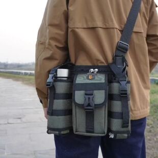 双侧装7.5/6.5厘米直径水杯壶瓶伞便携男外出单肩斜挎8寸平板小包