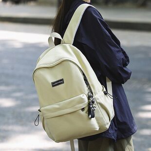 2026纯色轻文艺高颜值韩版青少年男女大小号双肩背大中小学生书包