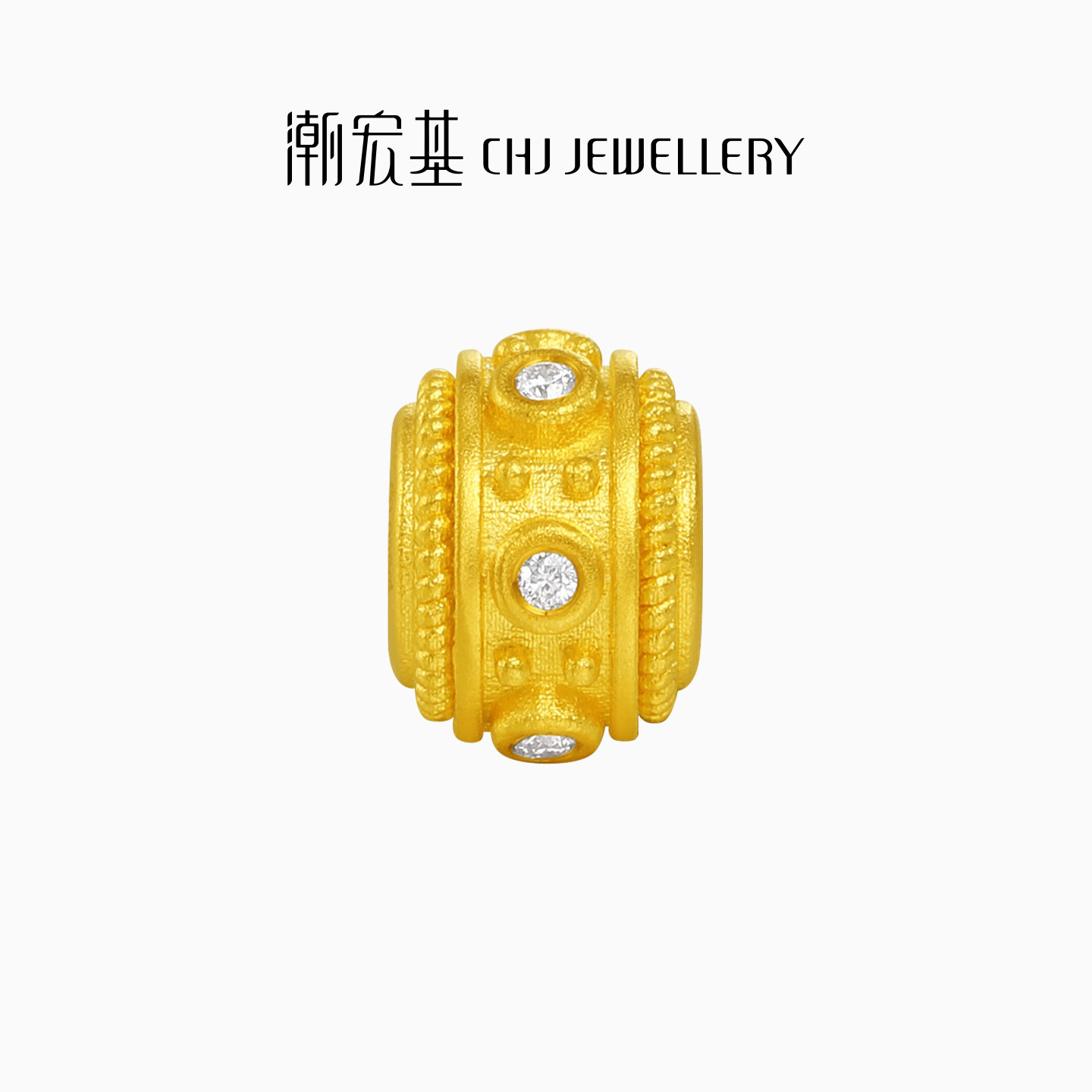 潮宏基臻金十二颜黄金钻石足金转运珠5D硬金时尚点钻镶嵌妇女节