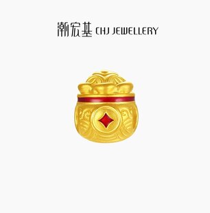 潮宏基好事发生学禄足金串珠黄金转运珠珐琅5D硬金礼物女