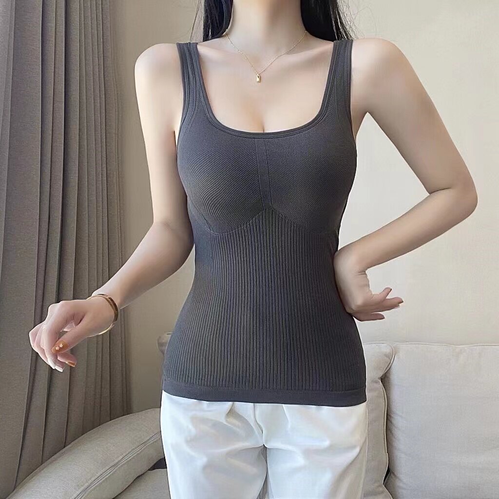 여성을위한 열 속옷 2022 가을 겨울 핫 스타일 벨벳 패딩 바닥 탑이있는 두꺼운 캐미솔