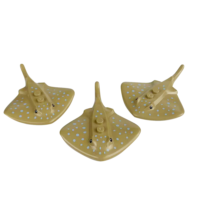 国产moc创意场景海洋生物 魔鬼鱼 鳐鱼 蝠鲼 魟鱼摆件玩具