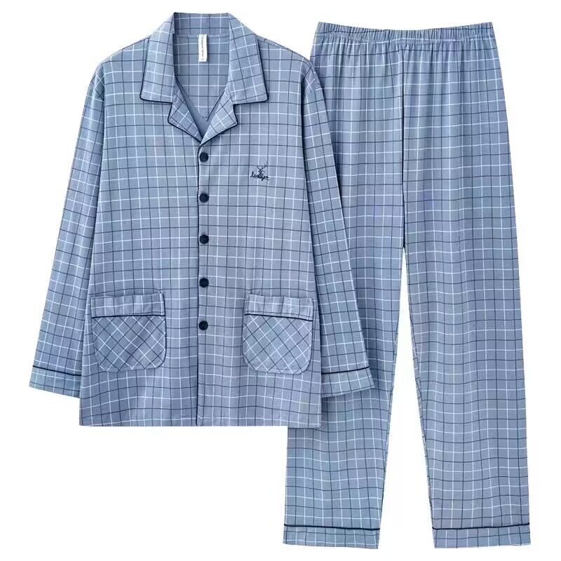 男士秋季睡衣全棉家居服长袖套装
