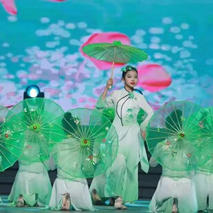 古典舞身韵渐变色纱衣表演服中国舞扇子舞飘逸女演出服春三月舞蹈