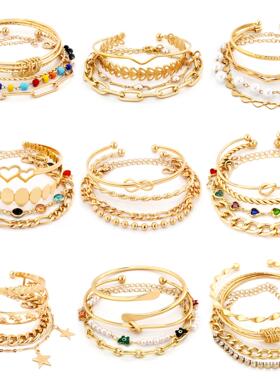 金属简约百搭手链女Twist metal simple diamond bracelets women