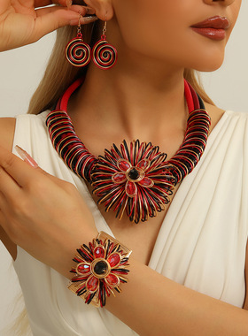 原创设计铝丝花朵三件套