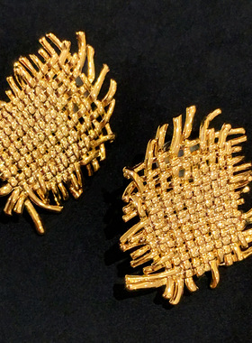 925银针编织金属轻奢耳钉精致耳环Woven metal versatile Earring