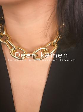 钛金网红粗链条项链CHKER