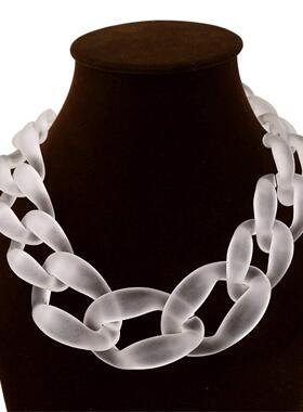 欧美亚克力锁骨链 夸张链条粗项链女短款磨砂项链necklace women