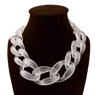 欧美亚克力锁骨链 夸张链条粗项链女短款磨砂项链necklace women