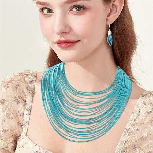 Fashion magnet multi-layer necklace women编织时尚多层锁骨链