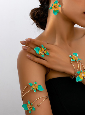 小众时尚高级感珐琅滴釉花朵开口