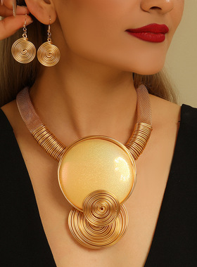 新款欧美夸张树脂吊坠项链耳环