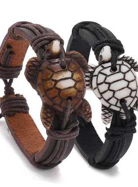 men bracelet women新款海洋系仿古乌龟简约潮流皮质手饰 热卖手