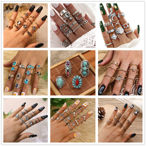 Geometric joint women ring accessories关节戒指套装指环走秀款