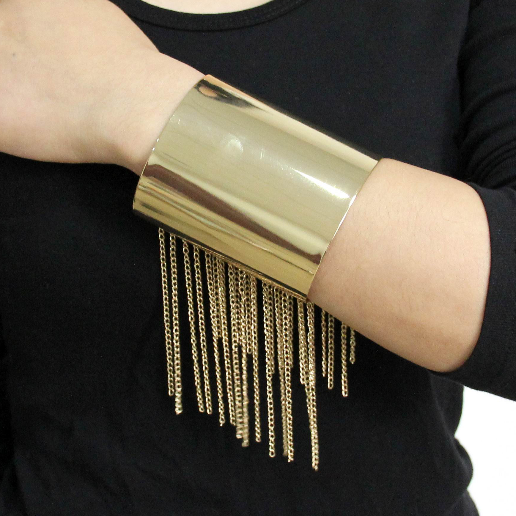 exaggerated tassel gold bracelet women欧美夸张流苏个性潮手镯