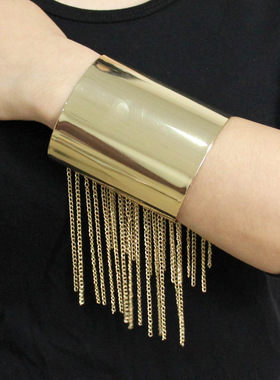 Exaggerated tassel gold Bracelet women欧美夸张流苏个性潮手镯