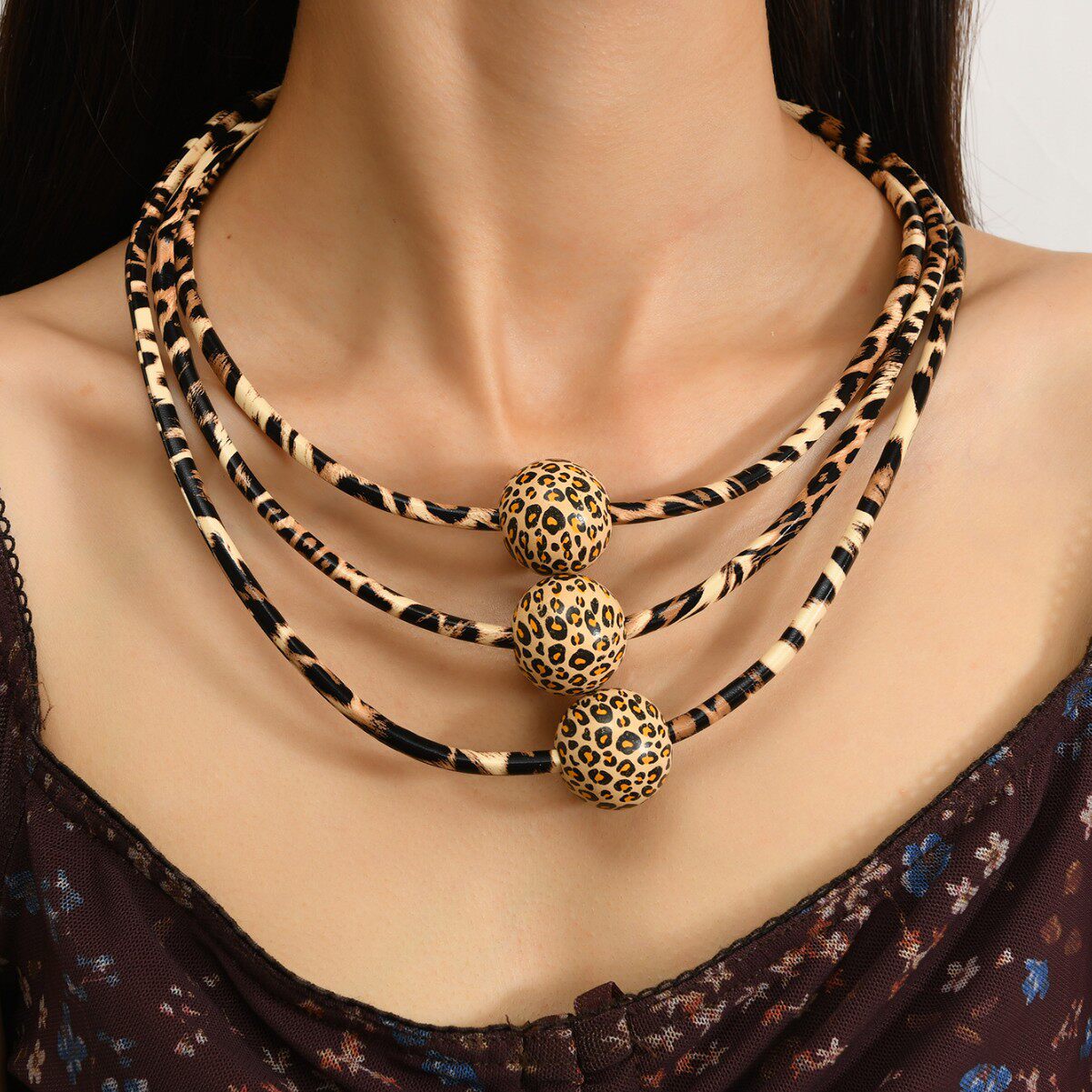 European fashion necklace women复古多层豹纹项链时尚潮毛衣链