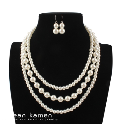 Multi layer Pearl Necklace Earrings women珍珠短款女气质项炼