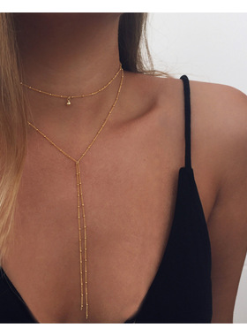 欧美时尚个性新品时尚铃铛吊坠项链女 个性夸张多层流苏长款项饰