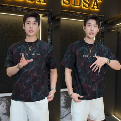 夏季新款潮牌扎染设计印花短袖