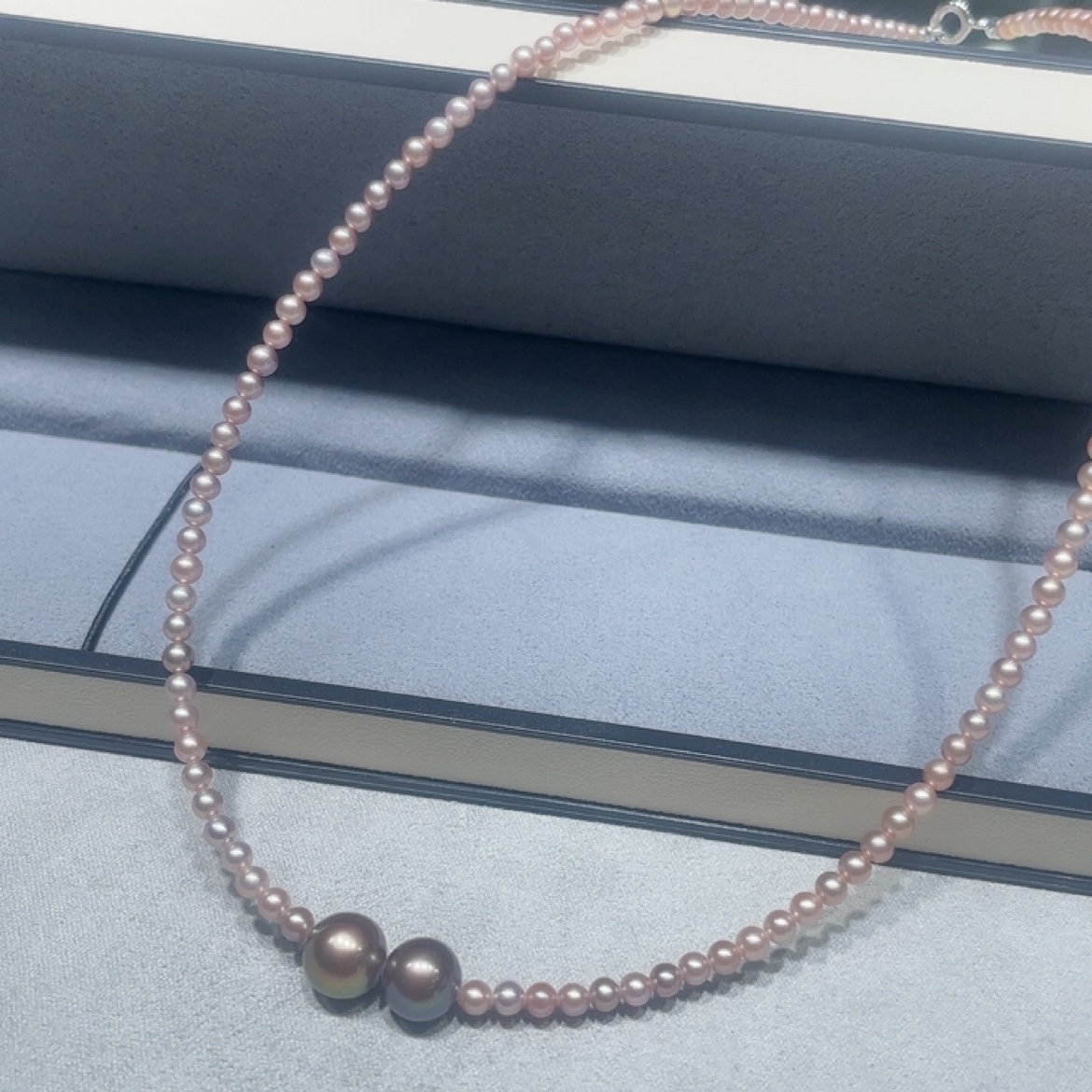 天然紫色淡水小米珍珠项链正圆强光无暇锁骨链可调节轻奢配饰