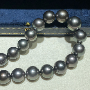 16mm天然南洋孔雀綠女款 福林珍珠 大溪地黑色海水珍珠項(xiàng)鏈13 正品