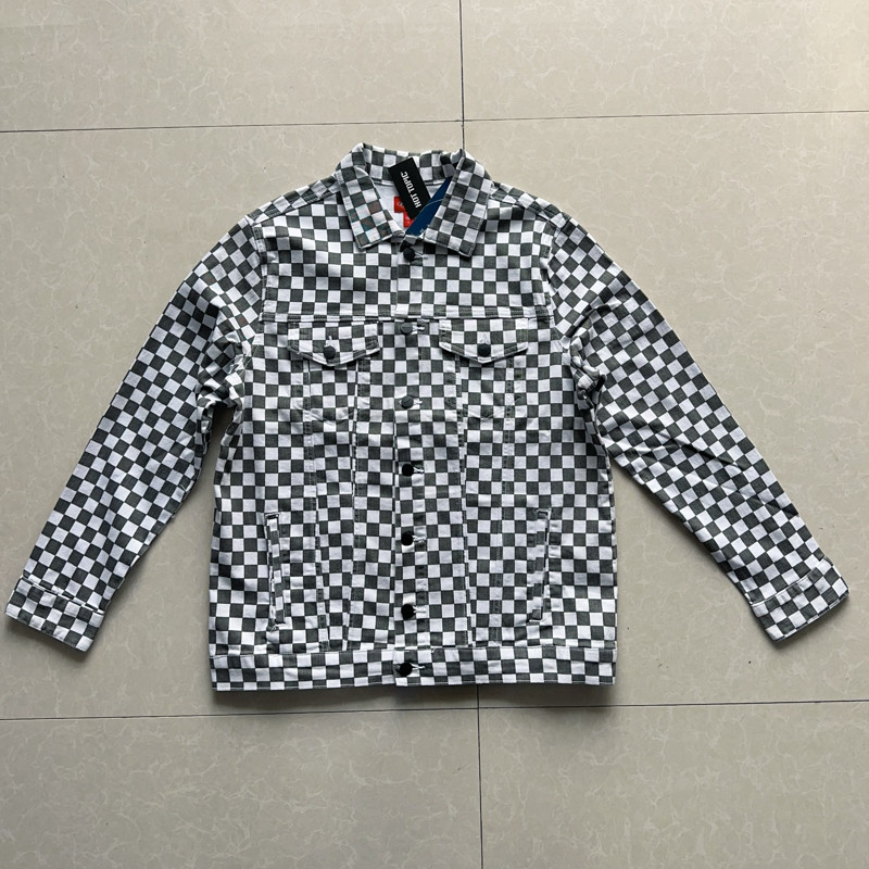 迪克春秋冬黑白棋盘格牛仔外套，限量版！