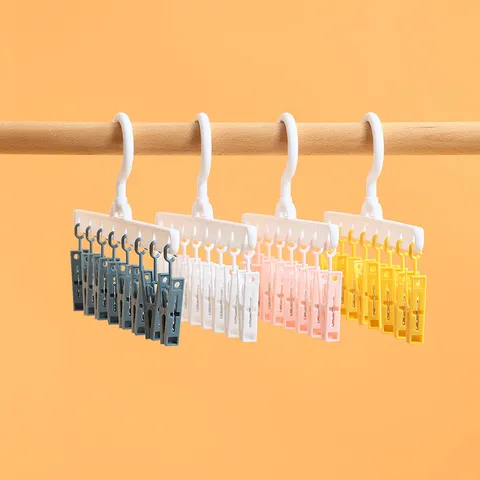 收纳架挂架多夹子塑料旋转晾衣架衣架收纳挂钩挂帽子多功能防风P,收纳整理,多夹子晾衣架,淘宝优惠券,粉丝福利购,淘宝优惠卷