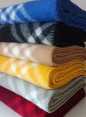 全仙贤同款BBR羊毛绒围巾女黑色羊毛围脖加厚保暖格纹披肩奶茶色