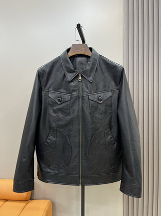 2025新款真皮皮衣男短款翻领机车服绵羊皮夹克外套青年帅气潮