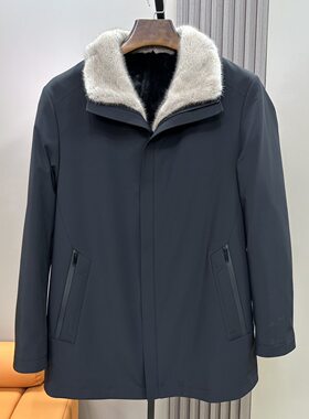 海宁新款时尚派克服 里面黑色水貂中款