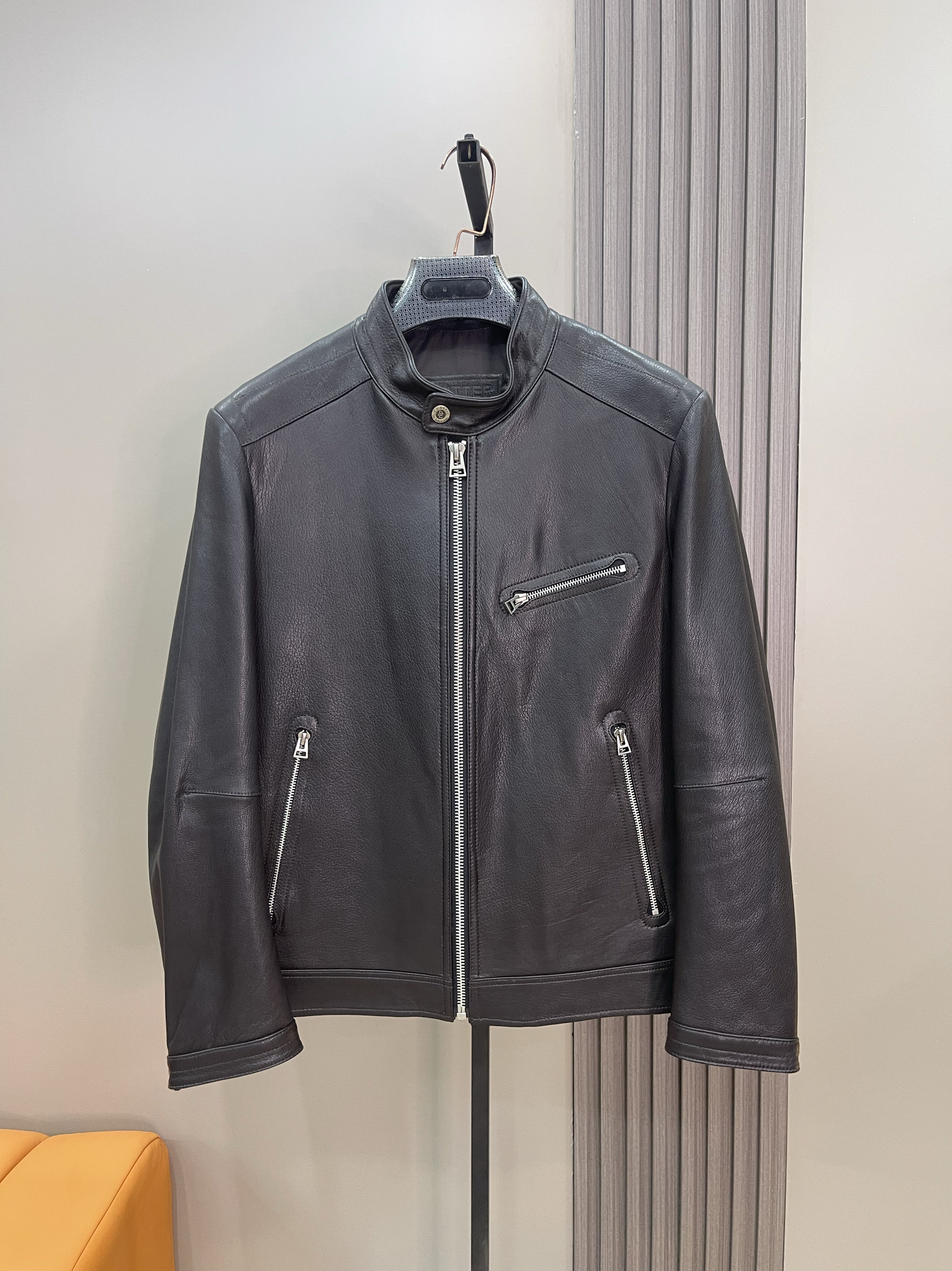 进口山羊皮立领真皮皮衣男士修身夹克外套机车服时尚年轻潮