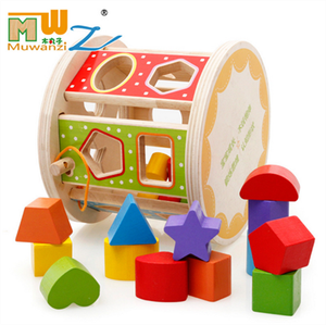 形状轮木制彩色多孔认知配对智力轮 益智儿童1-2-3早教益智力玩具