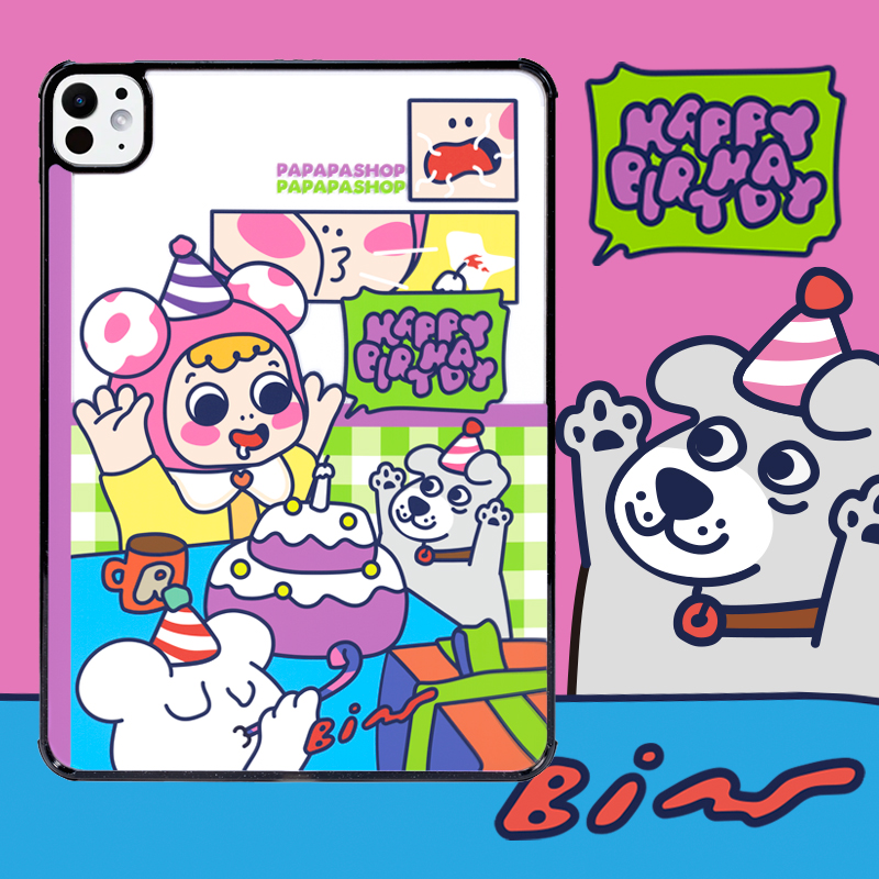 PaPaPa制造局   kulo过生日可爱卡通插画亮面 ipad air pro保护套11寸2024适用苹果air5保护壳平板
