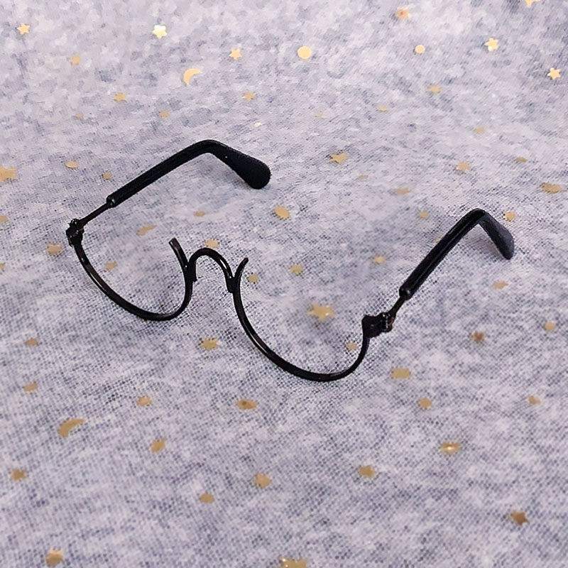 thumbnail for Half frame glasses chain 20/15/10cm cotton doll 3 points bjd doll round lower frame doll black silver rose gold