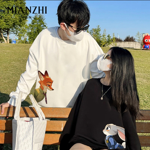 棉致疯狂动物城情侣卫衣秋冬款 加绒朱迪尼克宽松设计感小众外套头