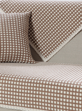 棉麻沙发垫子四季通用防滑简约现代中式实木加厚亚麻沙发套罩盖布