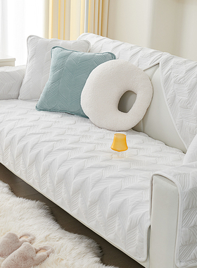 简约毛绒沙发垫冬季万能套罩加厚靠背盖布巾防滑绗缝水晶绒坐垫子