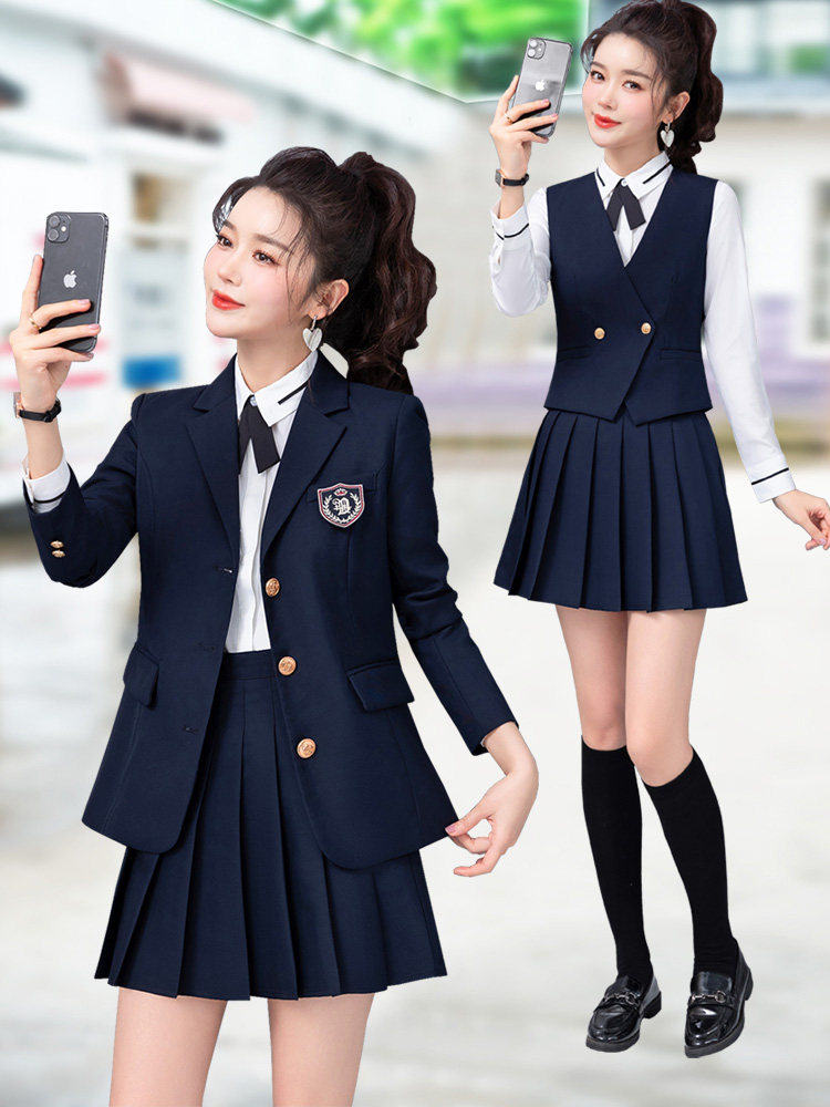 时尚气质jk西装百褶裙套装女秋冬职业装马甲工作服套裙2025新款