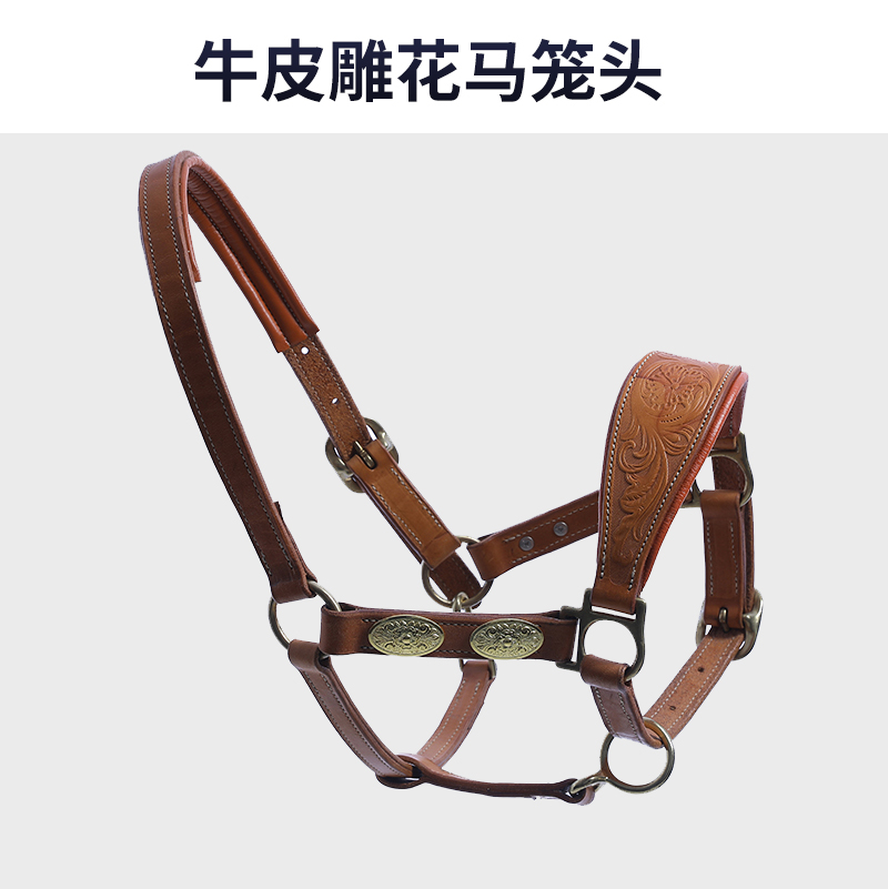 牵马调教马笼头牛皮雕花