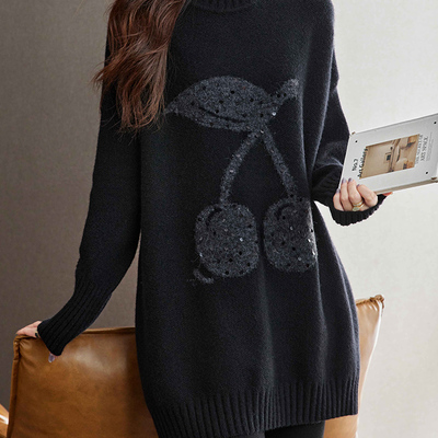 时尚新款半高领毛衣女宽松大码