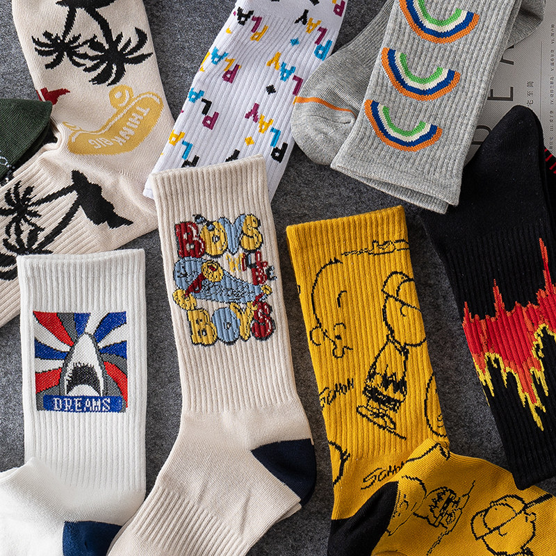 情侣潮袜四季常规款动漫中高筒棉袜男排汗吸湿街头长袜女滑板袜子,女士内衣/男士内衣/家居服,长筒袜,淘宝优惠券,粉丝福利购,淘宝优惠卷