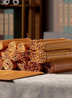 中式竹筒书摆件样板间茶室书房书架论语三字经弟子规古书装饰品