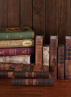 南洋欧式复古怀旧仿真书摆件样板间售楼咖啡厅博古架假书道具装饰