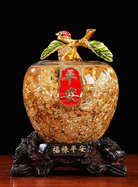 水晶金箔聚宝盆摆件招财平安装饰