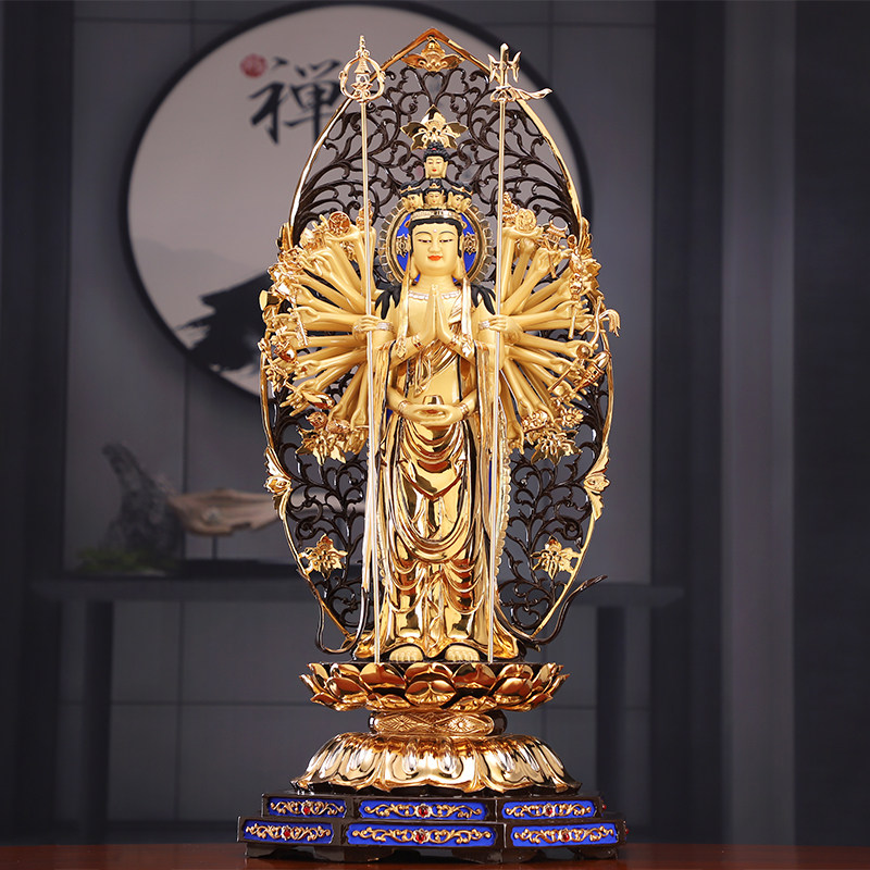 台湾盛凡千手观音菩萨纯铜摆件